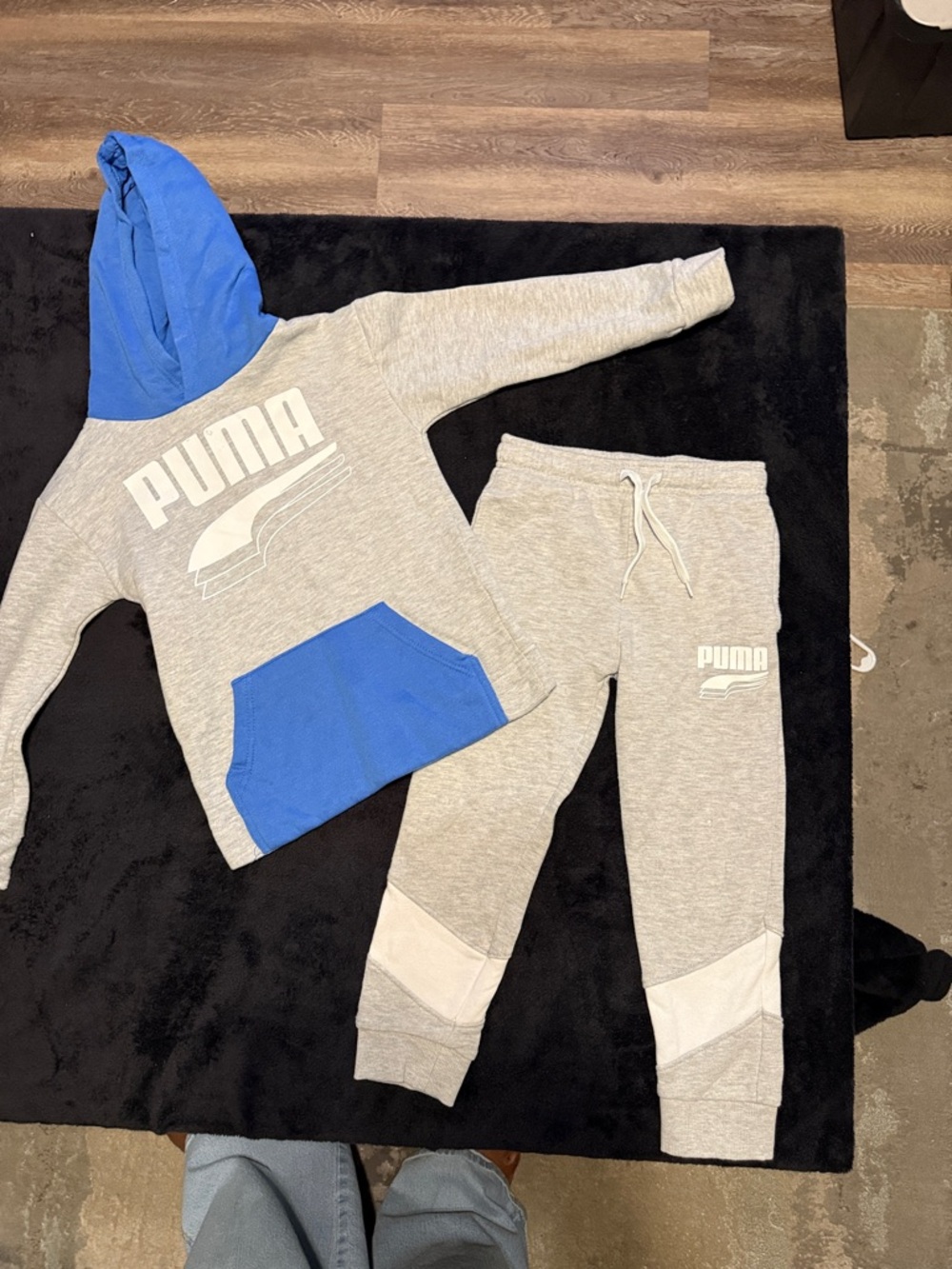 Puma Gray & Blue Kids Hoodie and Joggers Set